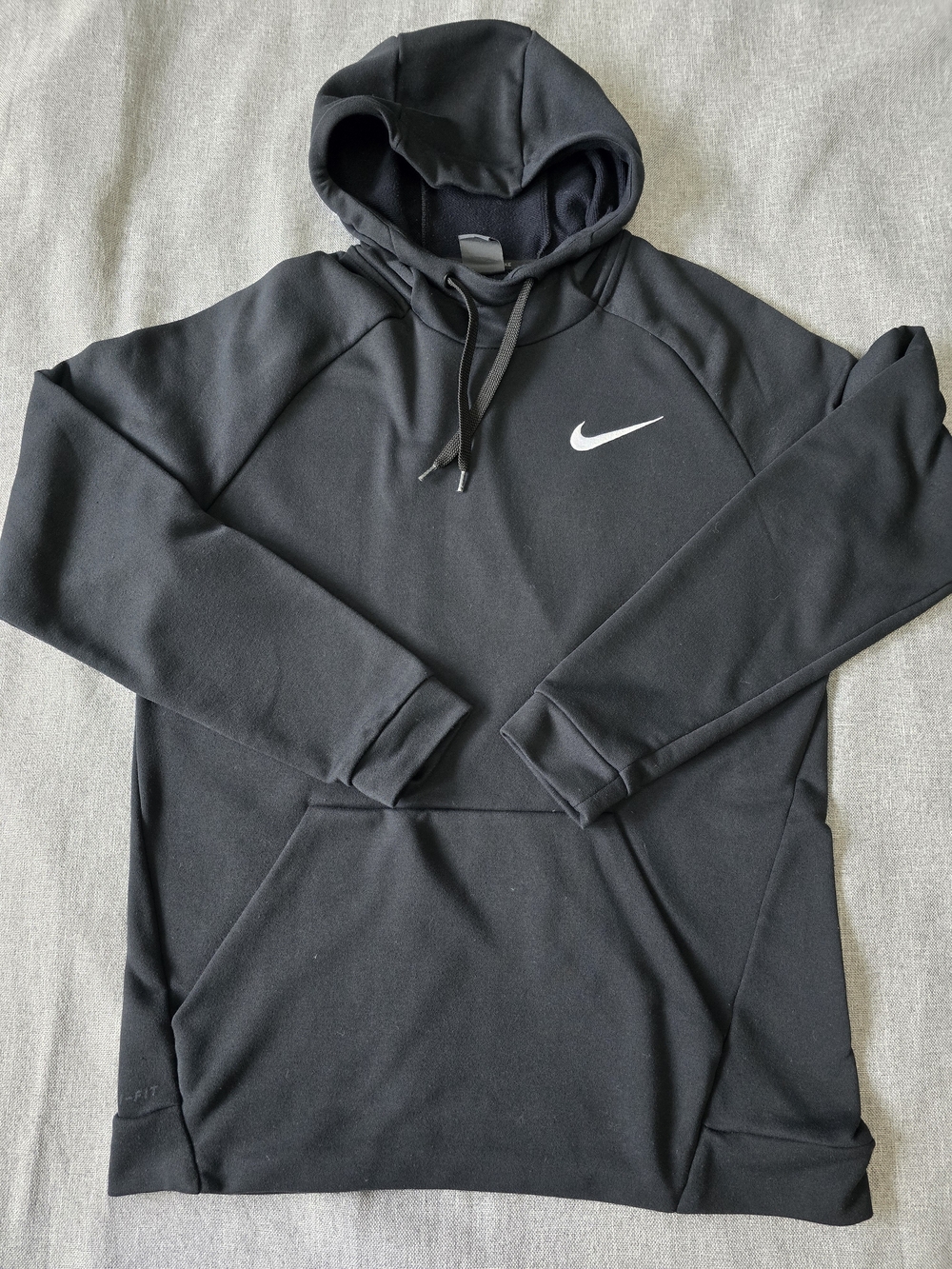 Nike Black Hooded Pullover with White Swoosh Size Large